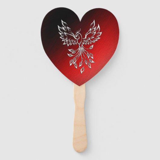 白いフェニックスが赤に赤く黒い灰に浮かぶ ハンドファン (正面)