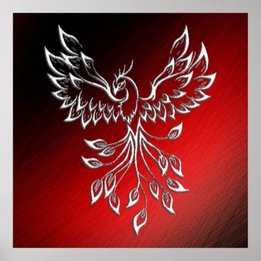 白いフェニックスが赤に赤く黒い灰に浮かぶ ポスター (正面)
