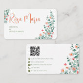 白いフェミニンな水彩花イラストのイベントプランナー 名刺 (正面/裏面)