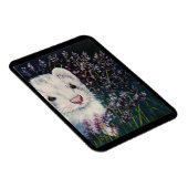 白いフェレットとラベンダーの花の磁石 マグネット (右側)