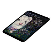 白いフェレットとラベンダーの花の磁石 マグネット (左側)