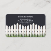 白いフェンスと芝生の付いた住所カード 名刺 (正面)