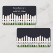 白いフェンスと芝生の住所カード 名刺 (正面/裏面)