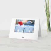 白いフェンスのサンタ帽子 カード (裏面)