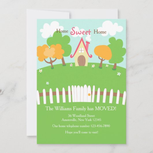 白いフェンスの家の移転お知らせ 案内状 (正面)