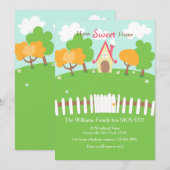 白いフェンスの家の転居案内 案内状 (正面/裏面)