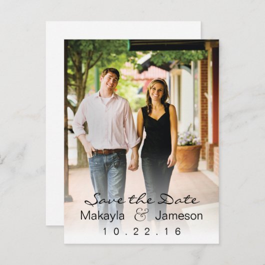 白いフェードフォトポストカードを保存 案内ポストカード (正面/裏面)