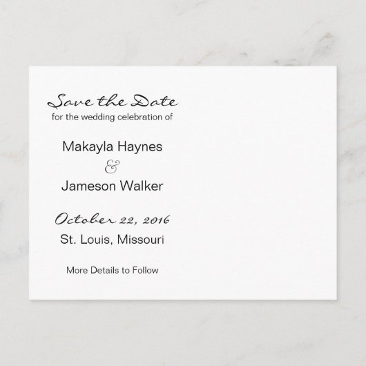 白いフェードフォトポストカードを保存 案内ポストカード (裏面)