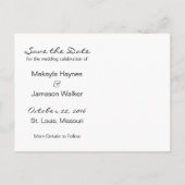 白いフェード水平方向の写真日付カードを保存 案内ポストカード (裏面)