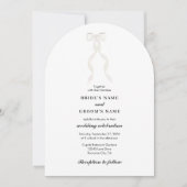 白いフォーマルリボンエレガントなウェディングアーチ 招待状 (正面)