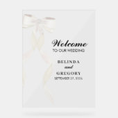 白いフォーマルリボンエレガントな結婚式 アクリルサイン (正面)