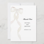 白いフォーマルリボンエレガントな結婚式 サンキューカード (正面)