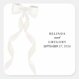 白いフォーマルリボンエレガントな結婚式 スクエアシール