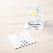 白いフォーマルリボンエレガントな結婚式 スクエアペーパーコースター (インサイチュ)