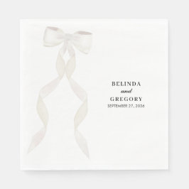 白いフォーマルリボンエレガントな結婚式 スタンダードランチョンナプキン