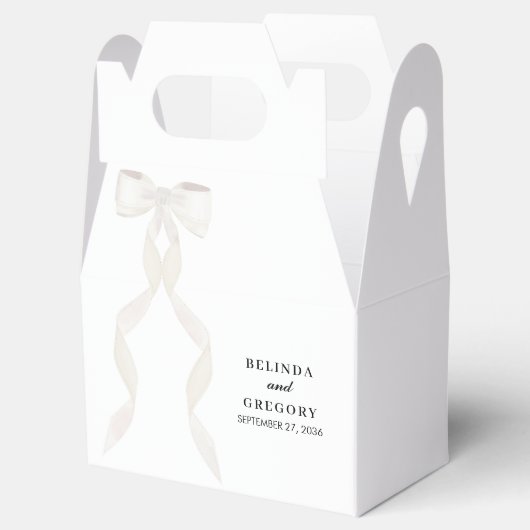 白いフォーマルリボンエレガントな結婚式 フェイバーボックス (オープン)