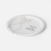 白いフォーマルリボンエレガントな結婚式 ペーパープレート (アングル)