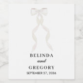 白いフォーマルリボンエレガントな結婚式 ワインラベル (シングルラベル)