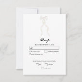 白いフォーマルリボンエレガントな結婚式 出欠カード (正面)