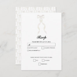 白いフォーマルリボンエレガントな結婚式 出欠カード