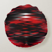 白いフォーミング抽象芸術ジグザグの下に赤く染まる ラウンドクッション (裏面)