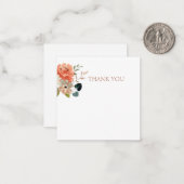 白いフォーラル結婚ウォーター色の有難う/ようこそ ノートカード (正面/裏面インサイチュ)