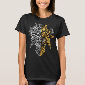 白いフクロウのイラストレーション対金 Tシャツ