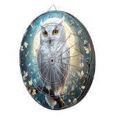 白いフクロウの輝き ダーツボード (正面右)