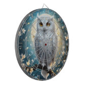 白いフクロウの輝き ダーツボード (正面左)