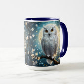 白いフクロウの輝き マグカップ (正面右)