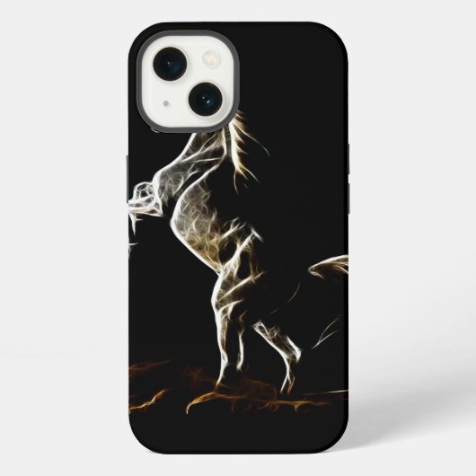 白いフラクタルホース iPhoneケース (裏面)