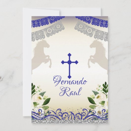 白いフラワーズフェスタ洗礼と第1誕生日 招待状 (裏面)