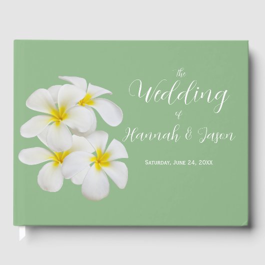 白いフランギパニの花はセージの上結婚、 ゲストブック (正面)