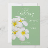 白いフランギパニの花はセージの上結婚、 招待状 (正面)