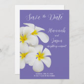 白いフランギパニの花、ニシキビ救の花 招待状 (正面/裏面)