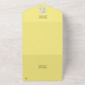 白いフランジパニの花、ミディアムグレー結婚の上 オールインワン招待状 (外側)