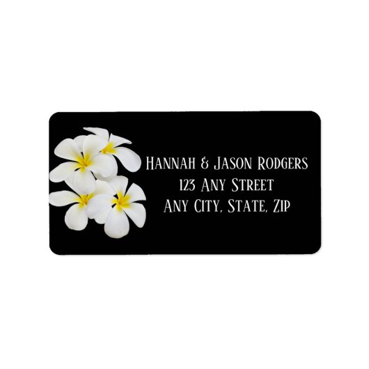 白いフランジパニの花、熱帯、フローラ結婚の ラベル (正面)