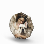 白いフランスのブルドッグの愛が永遠に死ぬ記念 フォトブロック (右)