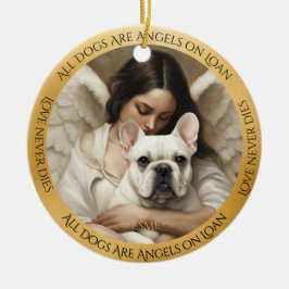 白いフランスのブルドッグの芸術愛が永遠に死ぬ記念 セラミックオーナメント