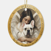 白いフランスのブルドッグの芸術愛が永遠に死ぬ記念 セラミックオーナメント (左)