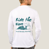 白いフル袖の砂漠と波デザイン トライブレンドTシャツ (背面)
