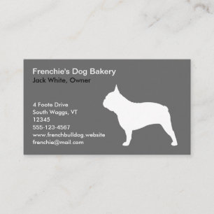 白いフレンチ・ブルドッグのシルエット Frenchie犬 名刺