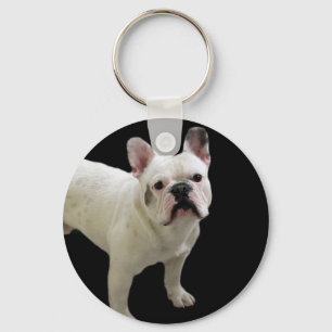 白いフレンチ・ブルドッグのkeychain キーホルダー