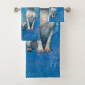 白いフレンチ・ブルドッグ- Frenchie犬 バスタオルセット (インサイチュ)