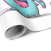 白いフレンドリーカラフルモンスターが多い ラッピングペーパー (ロールコーナー)