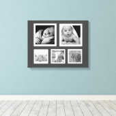 白いフレームのコラージュを使用した5枚のFave写真 キャンバスプリント (インサイチュ (ウッドフロア))