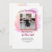 白いフレームの水彩ダンス発表会招待状 招待状 (正面/裏面)