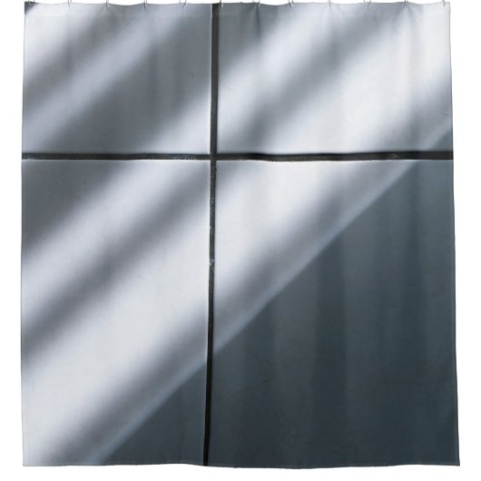 白いフロアタイル シャワーカーテン (正面)
