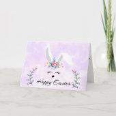 白いフロッピーの耳を持つBunny Hoppy Easter折り畳みカード シーズンカード (正面)