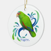 白いフロントのアマゾンオウム セラミックオーナメント (左)
